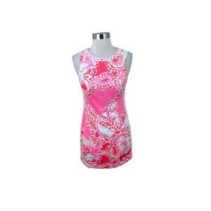 Lilly Pulitzer 00 Pink Orange Mila Shift Dress Trunk in Love Beachy Coastal